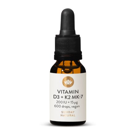 Vitamín D3 + K2 MK-7 200 IU + 15 µg kapky, vegan