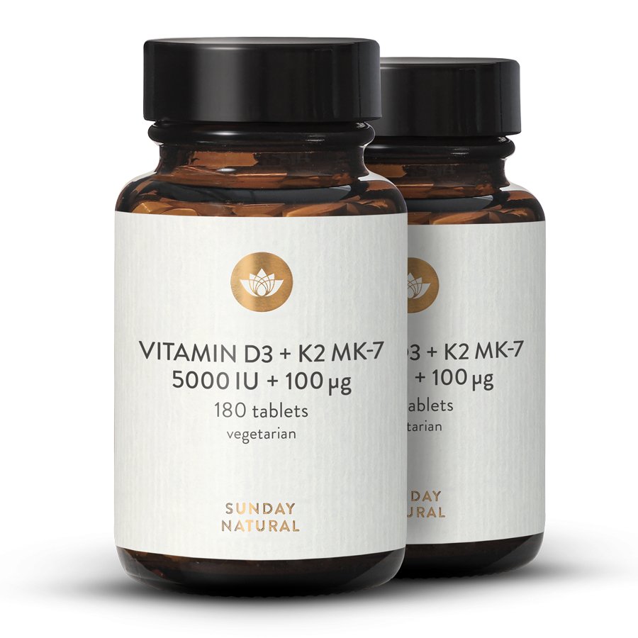 Vitamín D3 5000 IU + 100 µg K2 MK-7 Vysoká Koncentrace