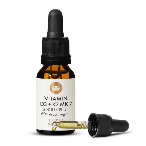 Vitamn D3 + K2 MK-7 200 IU + 15 g kapky, vegan