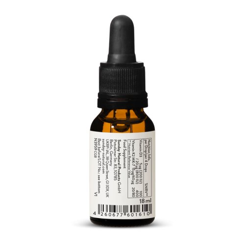 Vitamn D3 + K2 MK-7 200 IU + 15 g kapky, vegan
